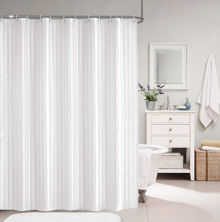 Stylish Satin Stripe Shower Curtain - Steel Eyelet