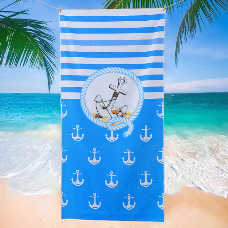 Ship Anchor Design Beach Towel 